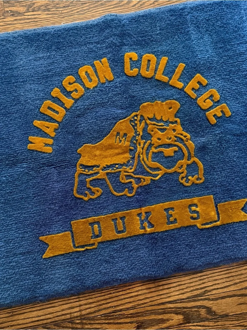 Vintage Madison College Dukes JMU Virginia Blue & Gold Rug